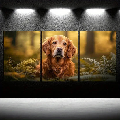 3pcs Dogs in the Forest Brown Themed Metal Print Ready to Hang Art - Bella Home Decor