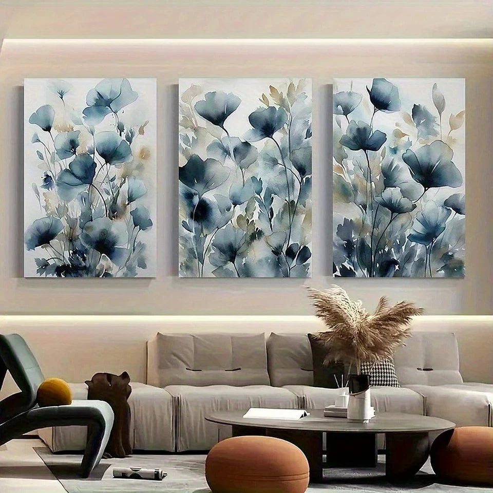 3pcs Wildflower Plant Abstract Floral Watercolor Metal Print Ready to Hang Art