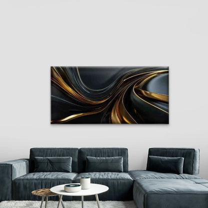 Elegant Golden Abstract Art Wall Art Canvas Office Home Room Framed 120x60cm - Bella Home Decor
