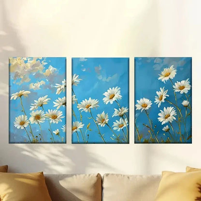 3pcs Interesting White Flowers Wall Art Set Canvas Unframed - High Quality Print 100% Australian Made Wall Canvas