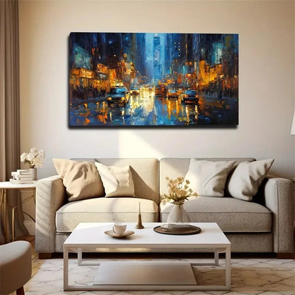 Abstract Urban Street Scene Wall Art Canvas Office Home Room Framed 120x60cm