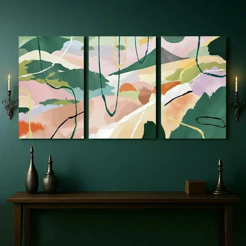 3pcs Pastel Tones & Fluid Lines Landscape Wall Art Canvas Unframed - High Quality Print 100% Australian Made Wall Canvas