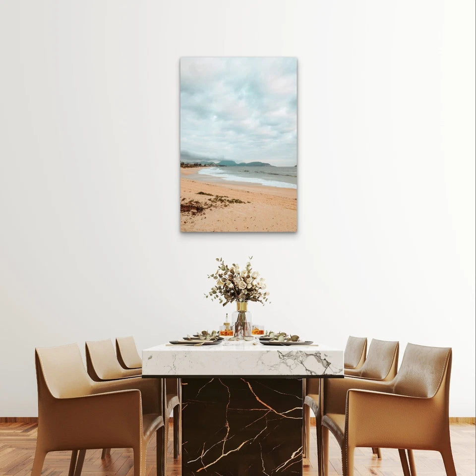 Calm Coastal Beach Muted Neutral 40x60cm Metal Print Ready to Hang