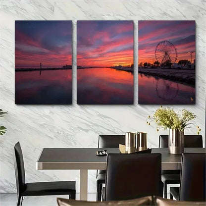 3pcs Twilight Serenade Seaside Décor Perfect Wall Art Set Canvas Framed 50x70cm - High Quality Print 100% Australian Made Wall Canvas Ready to Hang