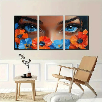 3pcs Dreamy Girl Beautiful Face Natural Perfect Wall Art Set Canvas Framed 60x90cm - High Quality Print 100% Australian Made Wall Canvas Ready to Hang - Bella Home Decor