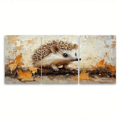 3pcs Hedgehog Painting On Canvas Forest  Wall Art Set Canvas Framed 40x60cm - High Quality Print 100% Australian Made Wall Canvas Ready to Hang - Bella Home Decor