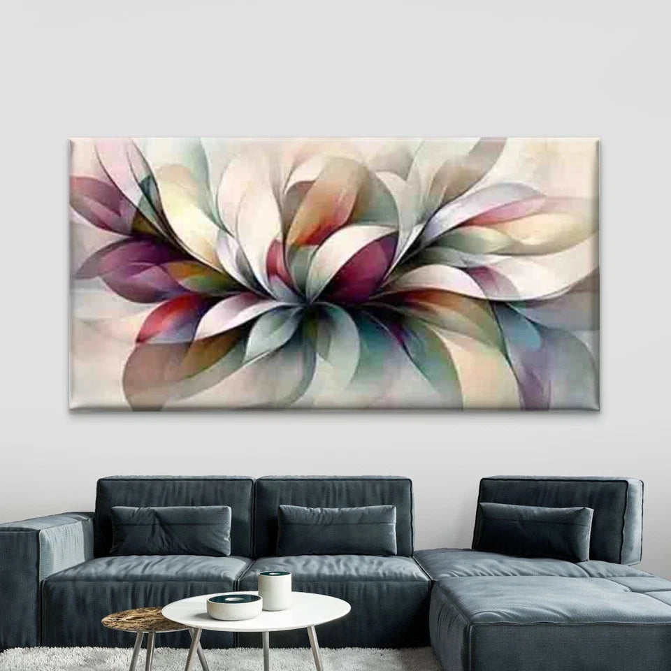 Vibrant Modern Abstract Floral Wall Art Canvas Office Home Room Framed 120x60cm