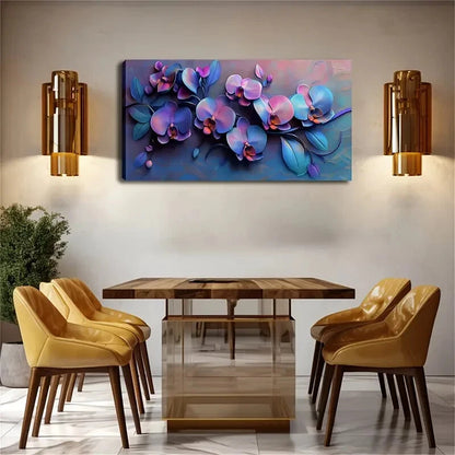 Multiple Blooming Orchids Petal Wall Art Canvas Office Home Room Framed 120x60cm - Bella Home Decor