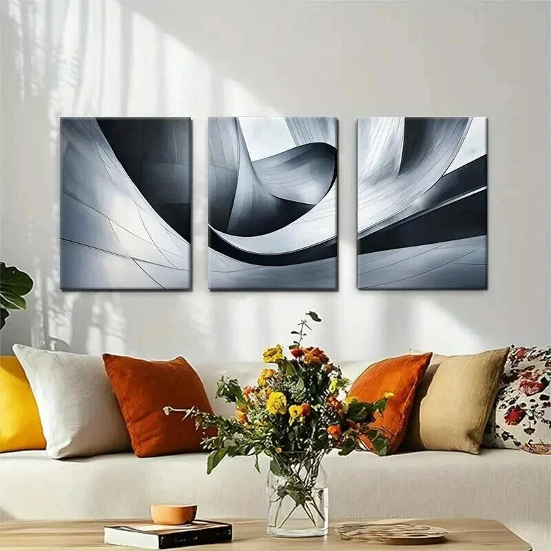 3pcs Abstract Architecture Structure Perfect Wall Art Set Canvas Framed 50x70cm - High Quality Print 100% Australian Made Wall Canvas Ready to Hang