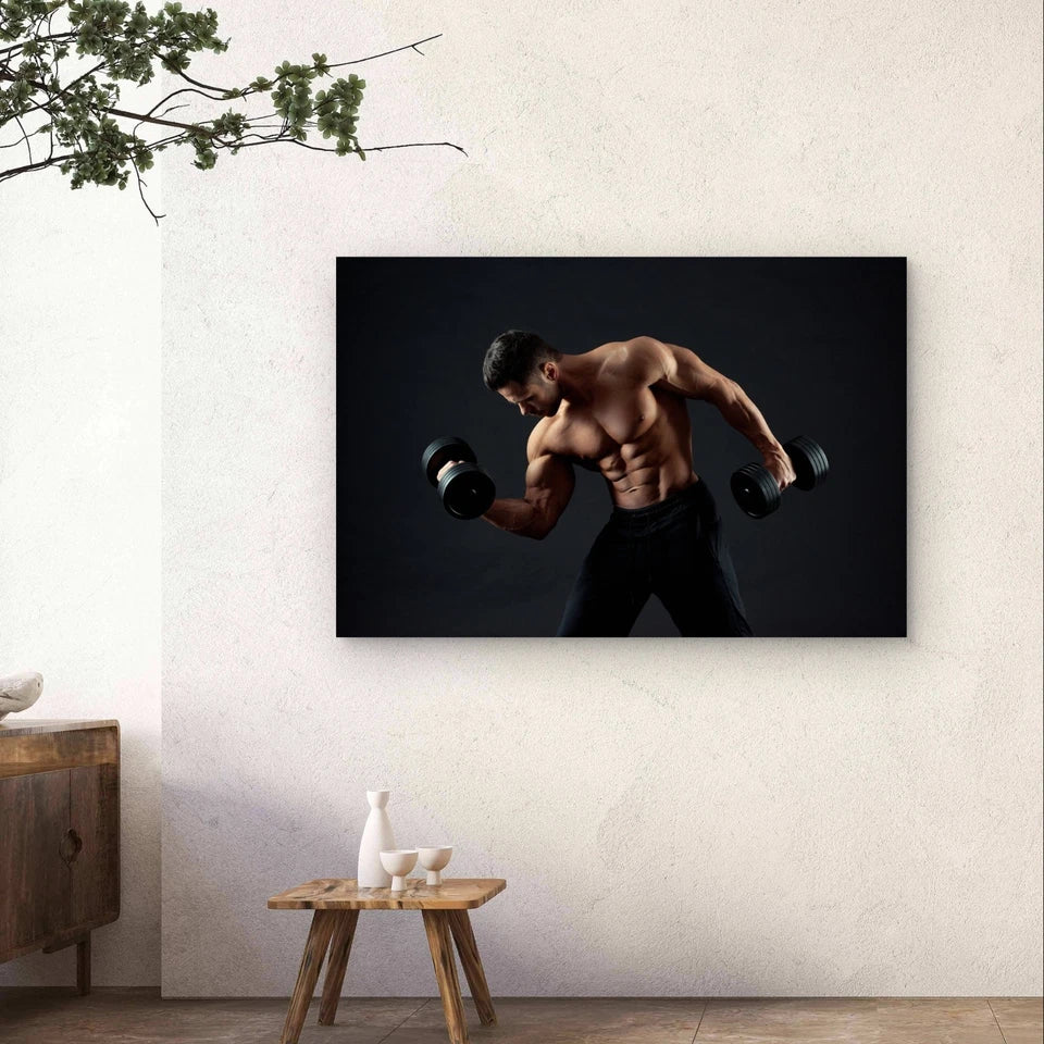 Muscular Fitness Athlete Working Out 5mm Plastic Poster Ready to Hang 90x60cm