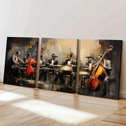 3pcs Abstract Jazz Band Performance Wall Art Set Canvas Framed 40x60cm - High Quality Print 100% Australian Made Wall Canvas Ready to Hang - Bella Home Decor