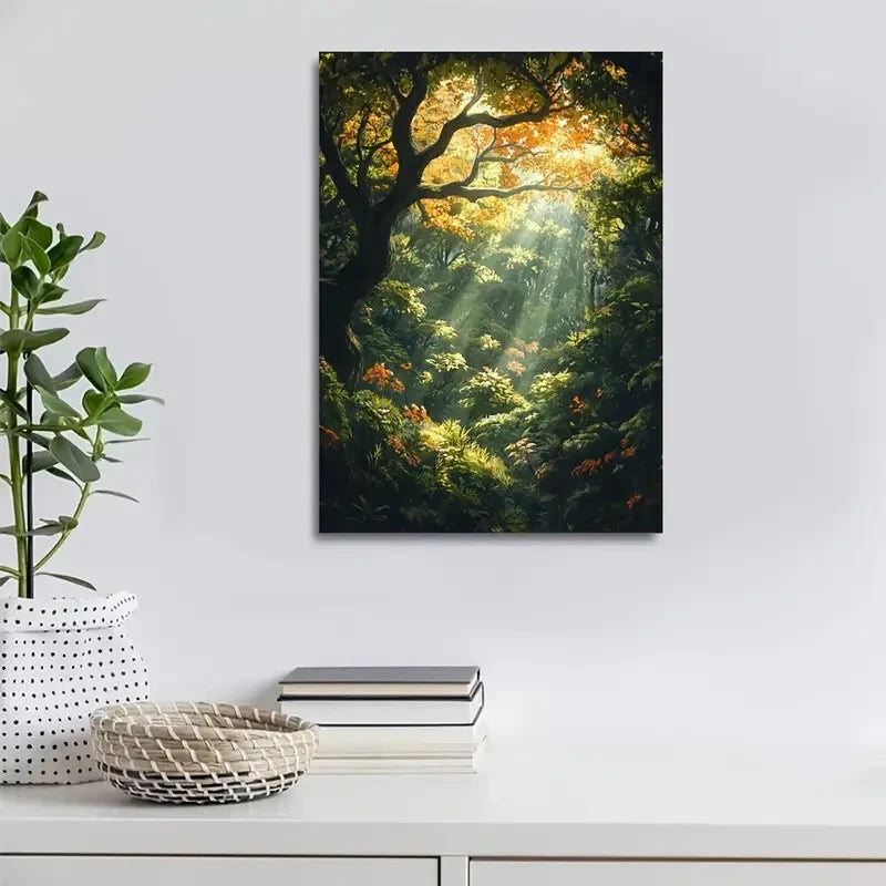 Beautiful Flourishing Maple Forest Painting 40x60cm Metal Print Ready to Hang - Bella Home Decor