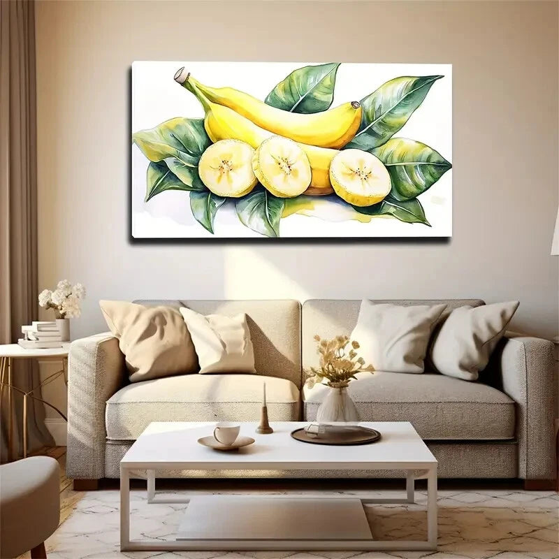 Two Whole Yellow Bananasc Wall Art Canvas Office Home Room Framed 120x60cm - Bella Home Decor