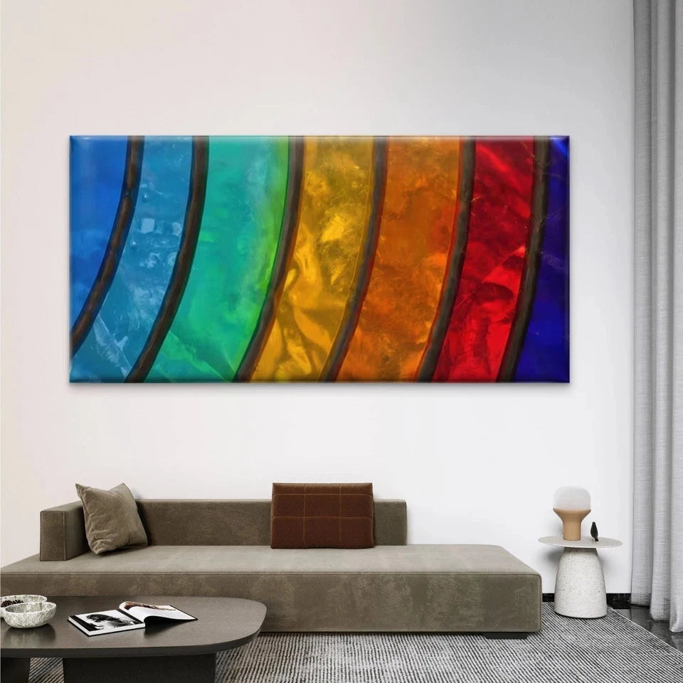 Abstract Stained Glass Wall Art Canvas Office Home Room Framed 120x60cm