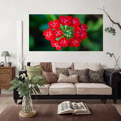 Vibrant Red Flowers Bloom Wall Art Canvas Office Home Room Framed 120x60cm