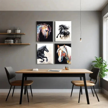 4pcs Framed Horse   Wall Art Canvas Framed