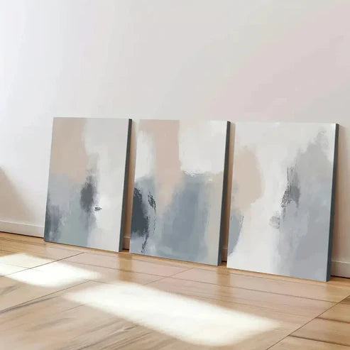 3pcs Abstract Nordic Style Neutral Modern Gray Wall Art Canvas Unframed - High Quality Print 100% Australian Made Wall Canvas - Bella Home Decor