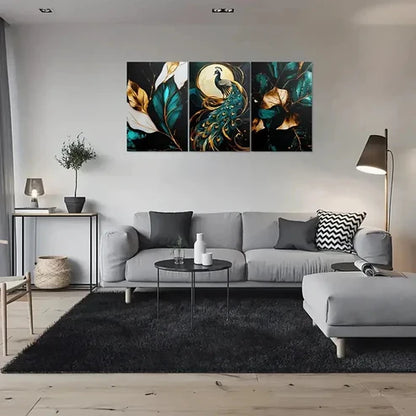 3pcs Modern Abstract Peacock Luxury Wall Art Canvas Unframed - High Quality Print 100% Australian Made Wall Canvas