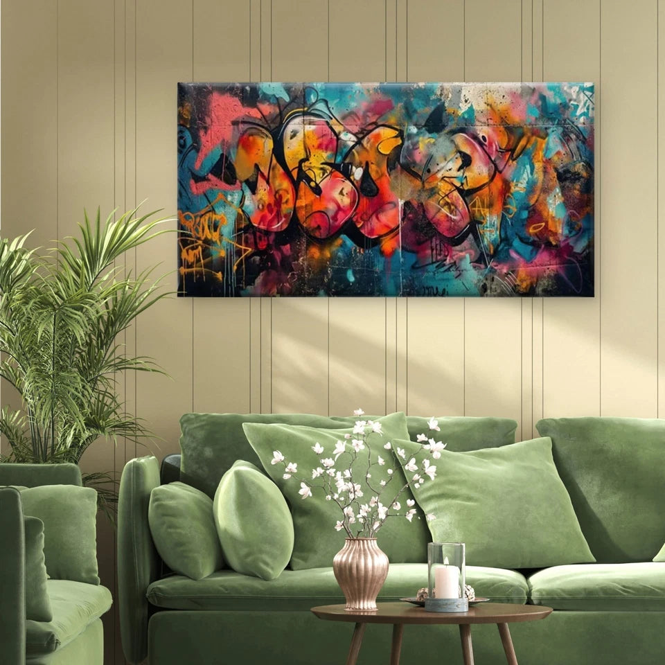 Abstract Spray Paint Mural Wall Art Canvas Office Home Room Framed 120x60cm