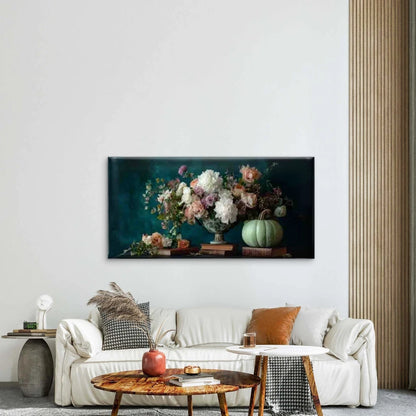 Teal & Golden Autumn Harvest Wall Art Canvas Office Home Room Framed 120x60cm - Bella Home Decor