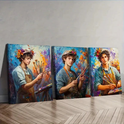 3pcs A Young Artist Wall Art Set Canvas Unframed – High Quality Print 100% Australian Made Wall Canvas - Bella Home Decor