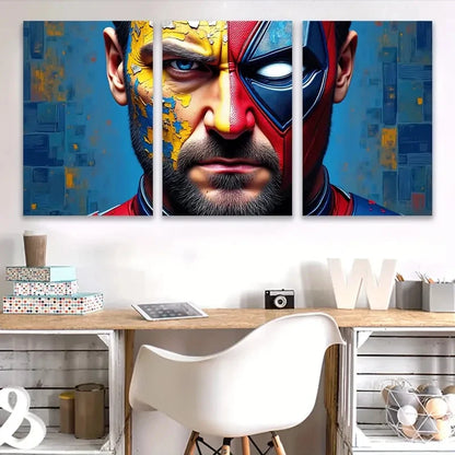 3pcs Bearded Men & Abstract Geometric Wall Art Set Canvas Framed 40x60cm - High Quality Print 100% Australian Made Wall Canvas Ready to Hang - Bella Home Decor