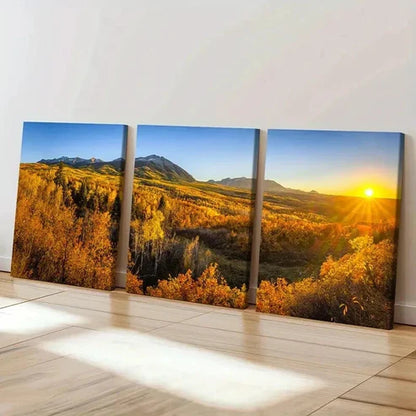 3pcs Autumn Forest Mountains Landscape Wall Art Canvas Unframed - High Quality Print 100% Australian Made Wall Canvas - Bella Home Decor