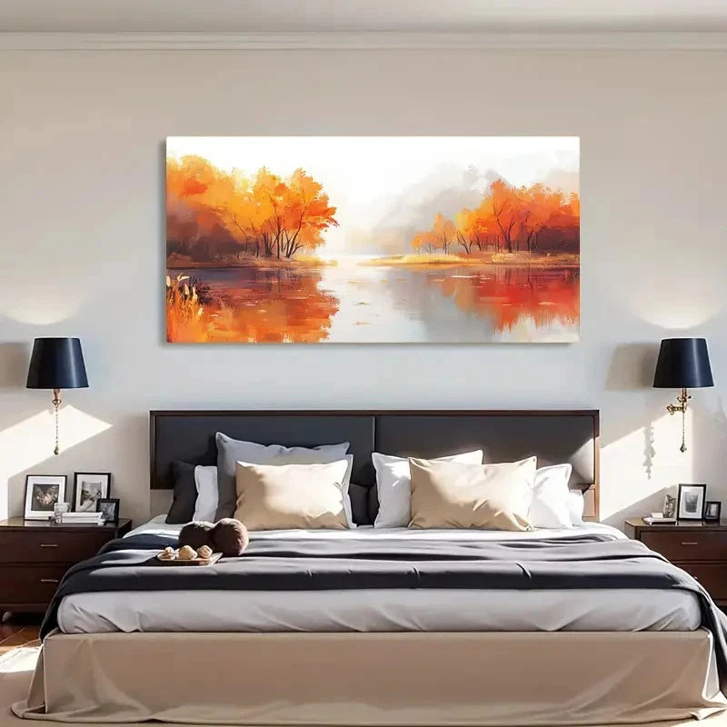 Autumn Landscape Peaceful Wall Art Canvas Office Home Room Framed 120x60cm - Bella Home Decor