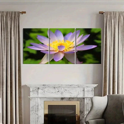 3pcs Purple Lotus Flower Art Modern Wall Art Set Canvas Framed 60x90cm - High Quality Print 100% Australian Made Wall Canvas Ready to Hang