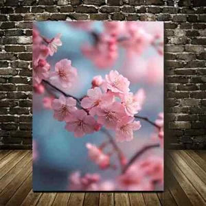 Vibrant Pink Floral Design with Soft Blue Background 40x60cm Metal Print Ready to Hang - Bella Home Decor