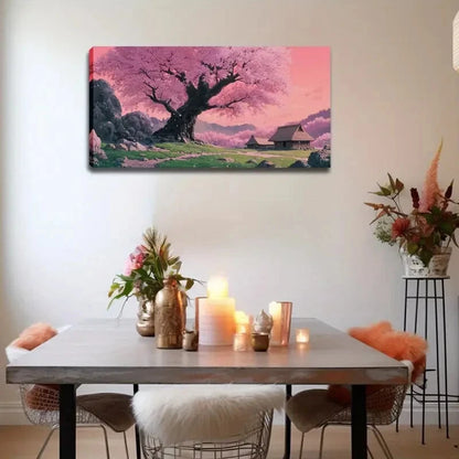 Japanese Pink Sakura Blooms Wall Art Canvas Office Home Room Framed 120x60cm - Bella Home Decor