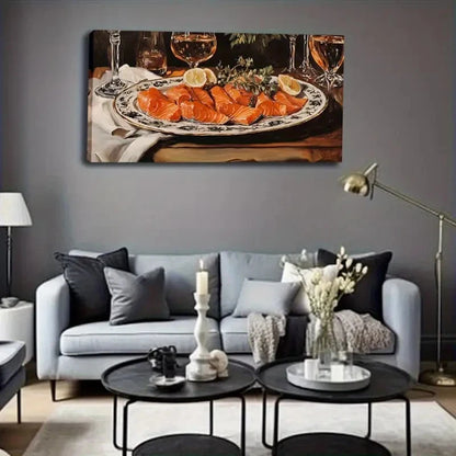 Charming Dining Room Scene Wall Art Canvas Office Home Room Framed 120x60cm