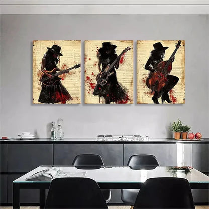 3pcs Rock and Jazz Musician Gothic Wall Art Canvas Unframed - High Quality Print 100% Australian Made Wall Canvas
