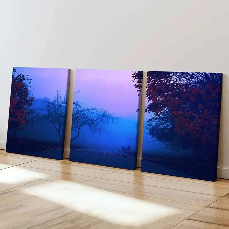 3pcs Misty Morning Landscape Decoration Wall Art Set Canvas Framed 50x70cm - High Quality Print 100% Australian Made Wall Canvas Ready to Hang