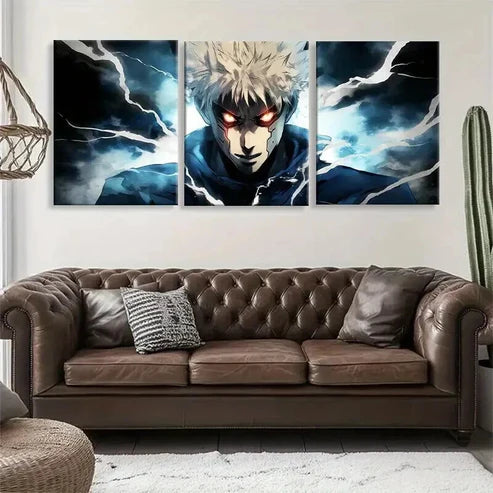 3pcs Anime Villain Electrifying Intense Perfect Wall Art Set Canvas Unframed - High Quality Print 100% Australian Made Wall Canvas - Bella Home Decor