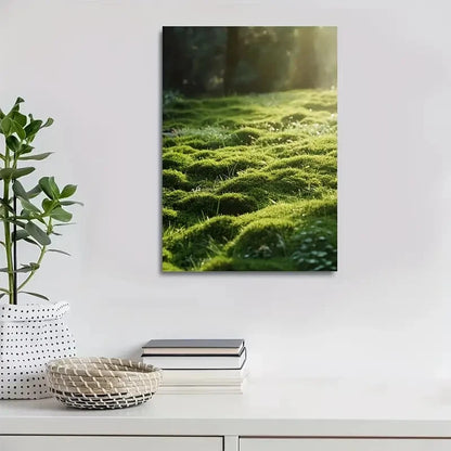 Beautiful Green Moss Meadow Painting 40x60cm Metal Print Ready to Hang