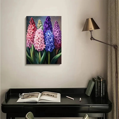 Vibrant Hyacinths Floral Painting in Pink, White 40x60cm Metal Print Ready to Hang - Bella Home Decor