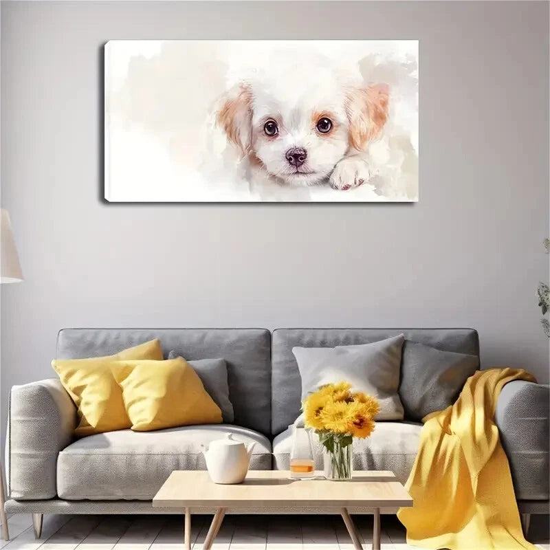 Charming Puppy Ear Design Wall Art Canvas Office Home Room Framed 120x60cm - Bella Home Decor