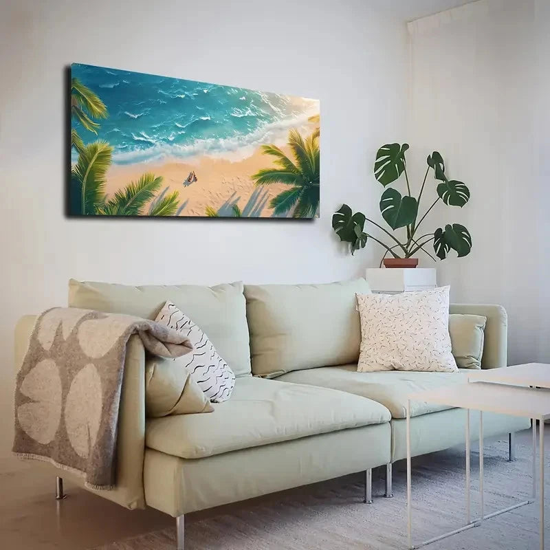 Lake Blue Ocean Waves Wall Art canvas office home room framed 120x60cm