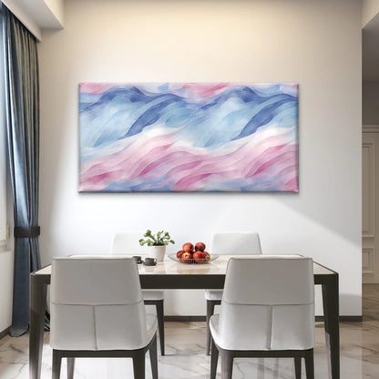 Blue Pink Swirls Wall Art Canvas Office Home Room Framed 120x60cm - Bella Home Decor