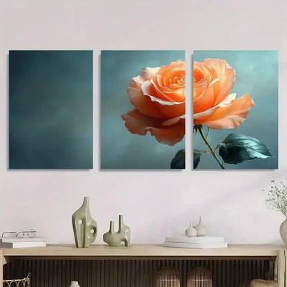 3pcs Elegant Peach Rose Serene Wall Art Canvas Unframed - Hig0h Quality Print 100% Australian Made Wall Canvas