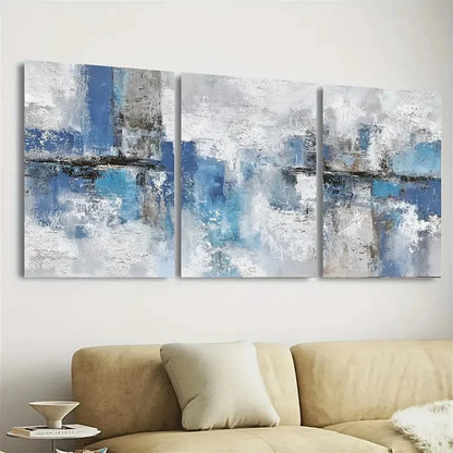 3pcs Blue malist Art White Wall Art Set Canvas Framed 50x70cm - High Quality Print 100% Australian Made Wall Canvas Ready to Hang - Bella Home Decor