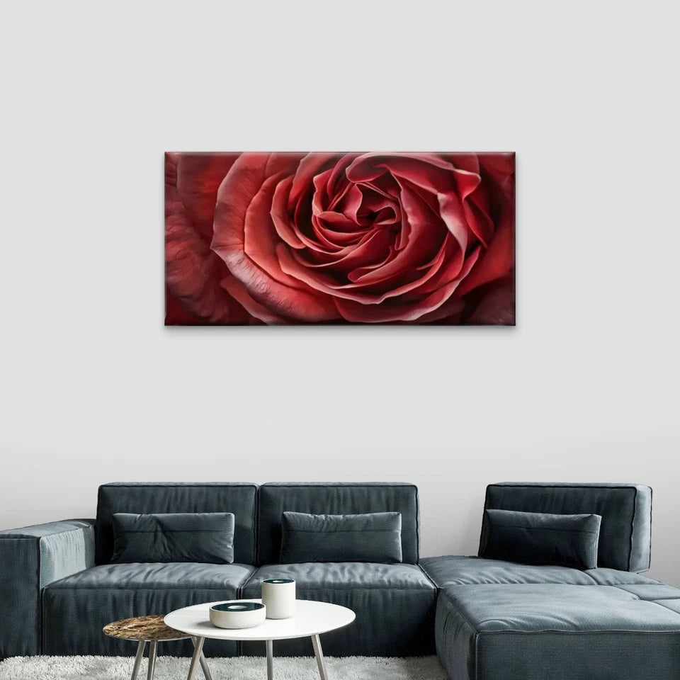 Red Rose Abstract Wall Art Canvas Office Home Room Framed 120x60cm