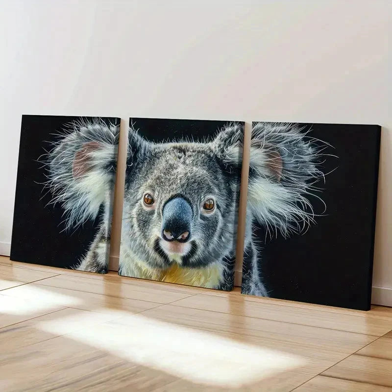 3pcs Australian Koala Wildlife Art  Wall Art Set Canvas Framed 50x70cm - High Quality Print 100% Australian Made Wall Canvas Ready to Hang - Bella Home Decor