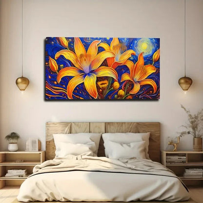 Vibrant Yellow And Orange Wall Art Canvas Office Home Room Framed 120x60cm