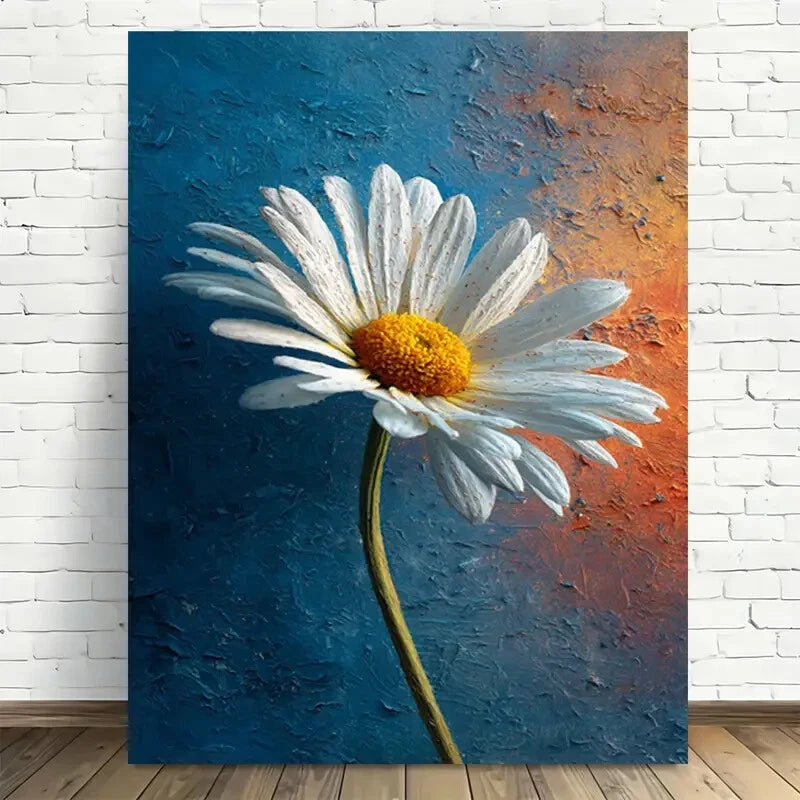 Beautiful Modern Abstract Daisy Flower Painting 40x60cm Metal Print Ready to Hang - Bella Home Decor
