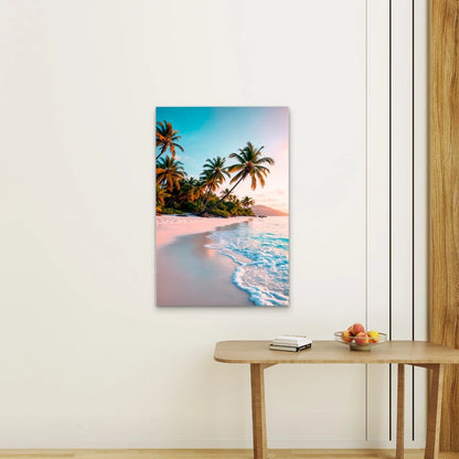Palm Trees Turquoise Ocean Coastal Summer 40x60cm Metal Print Ready to Hang