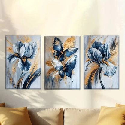 3pcs Luxury butterfly Wall Art Set Canvas Framed 50x70cm - High Quality Print 100% Australian Made Wall Canvas Ready to Hang