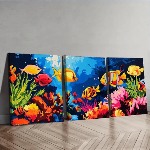 3pcs Tropical Fish Sea Colorful Ocean Perfect Wall Art Set Canvas Unframed - High Quality Print 100% Australian Made Wall Canvas