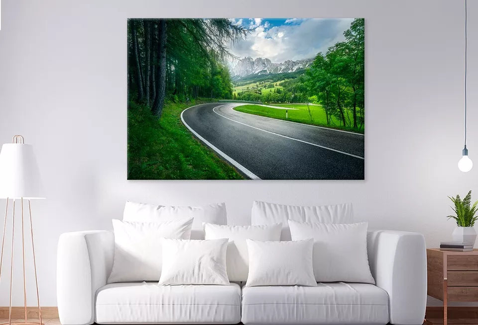 Road In Green Forest On Rainy  Wall Art Decor 100% Australian Made - Bella Home Decor